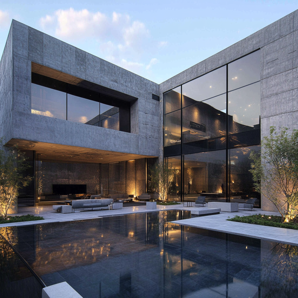 Modern building with glass and concrete walls